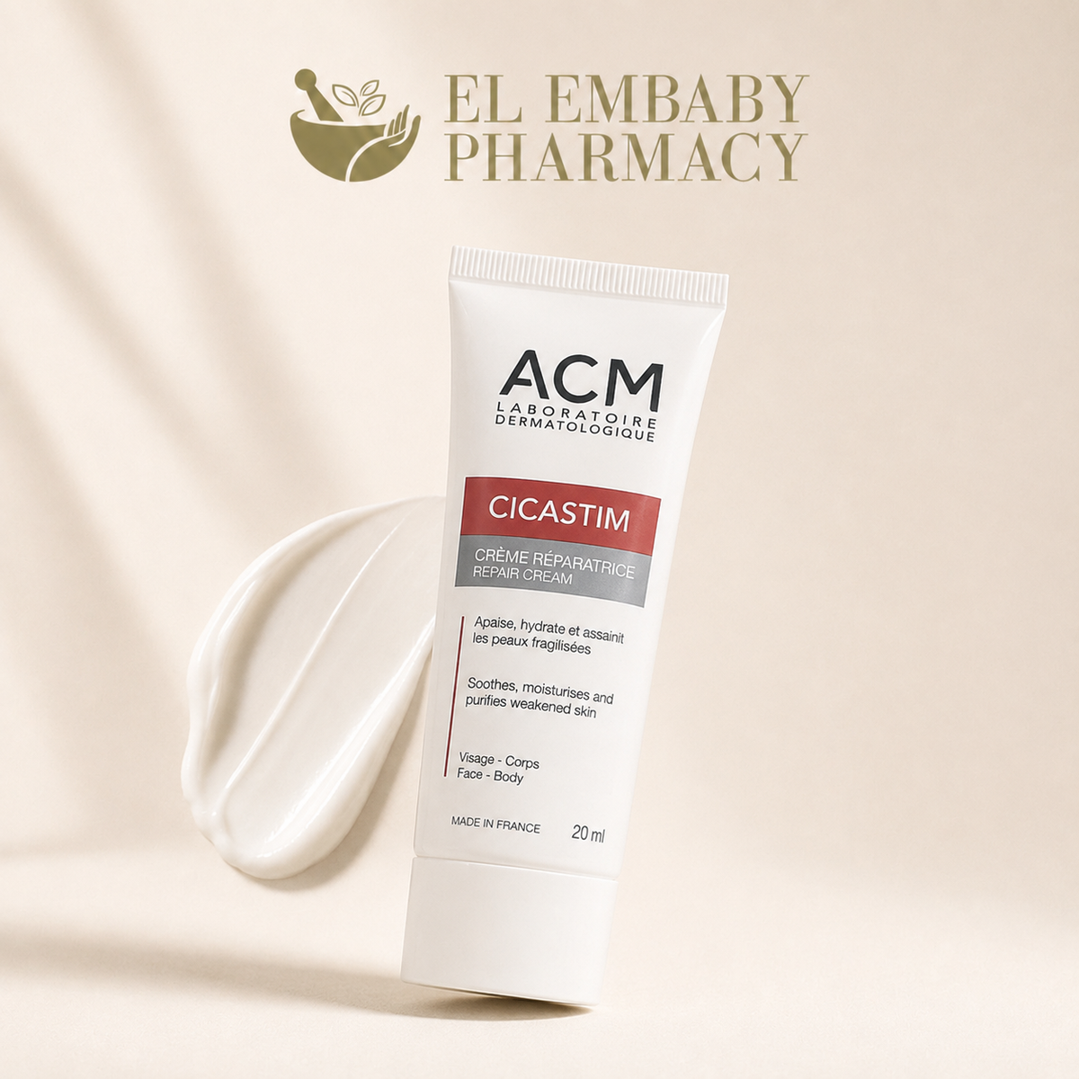 ACM Cicastim Repair Cream 20ml product texture - ELEMBABY Pharmacy