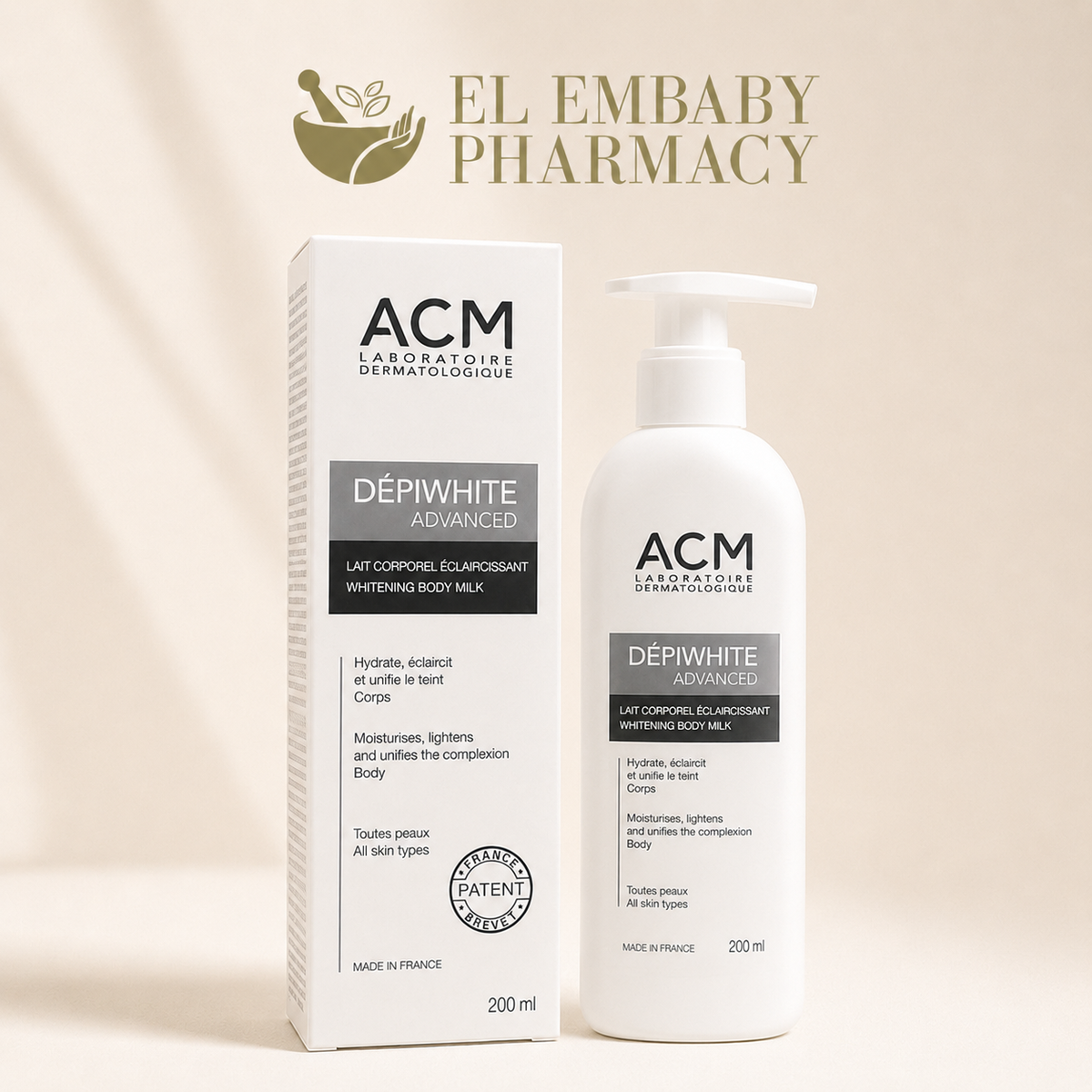 ACM Dépiwhite Body Milk 200ml with box - ELEMBABY Pharmacy