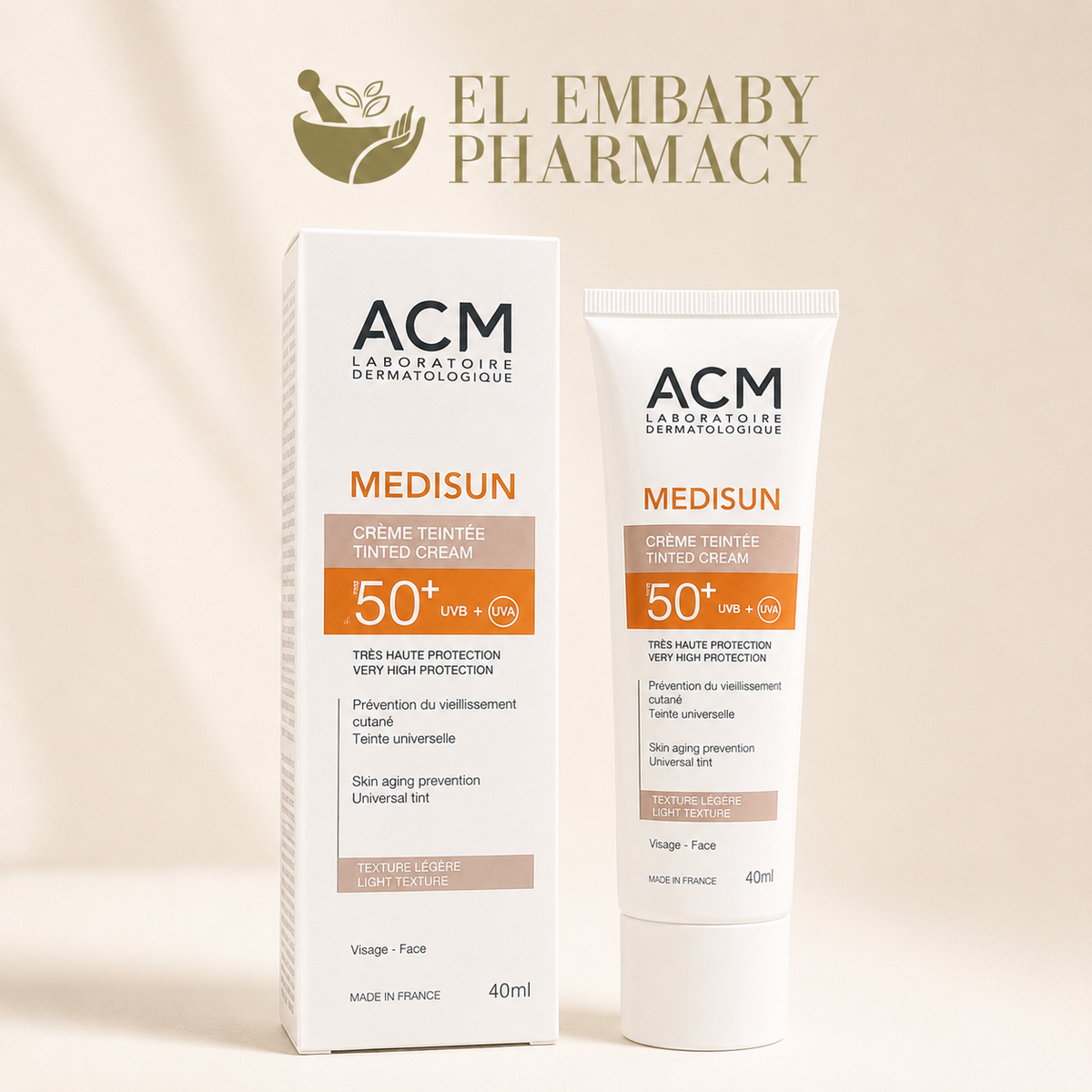 ACM Medisun Tinted Cream SPF 50+ 40ml with box - ELEMBABY Pharmacy