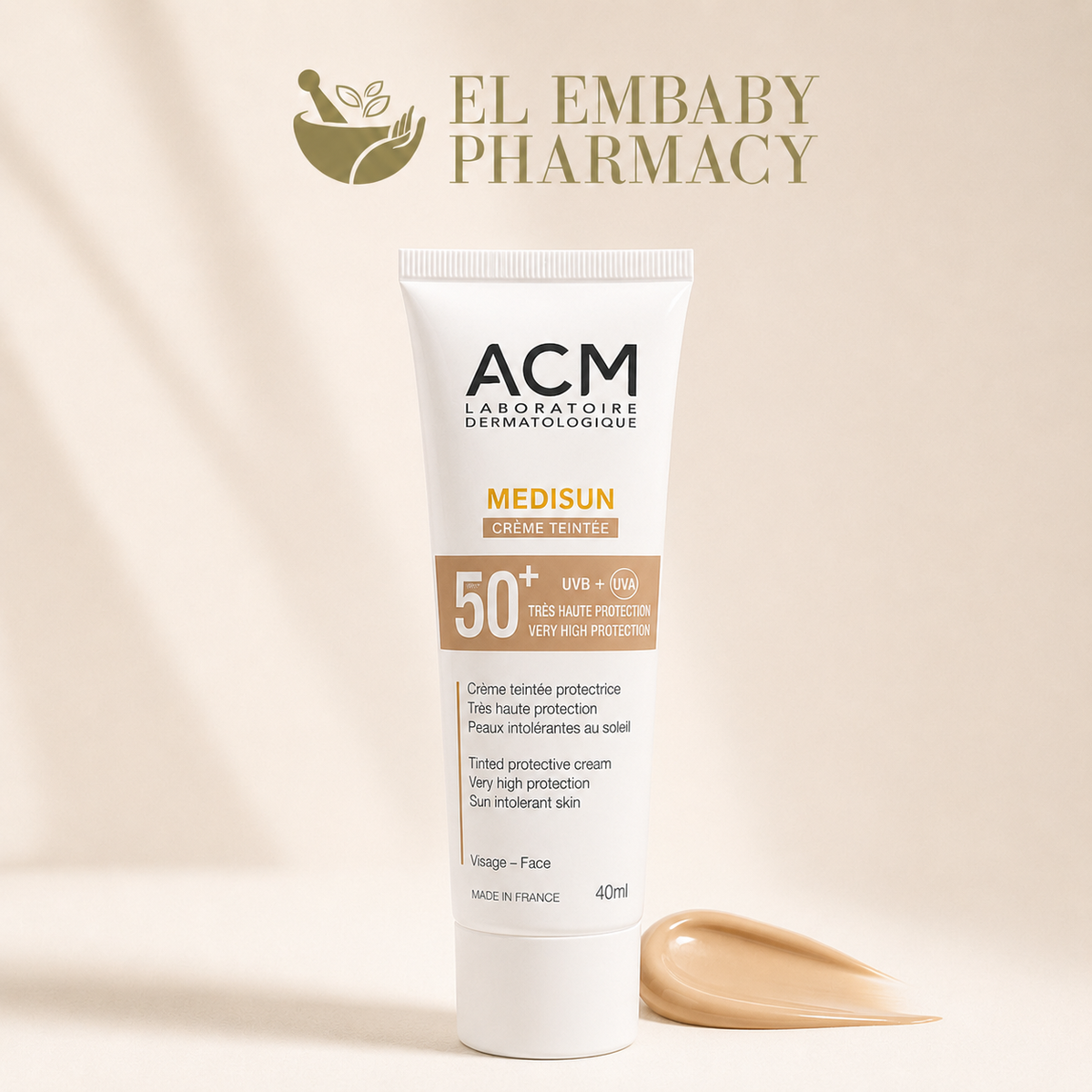 ACM Medisun Tinted Cream SPF 50+ 40ml texture view - ELEMBABY Pharmacy