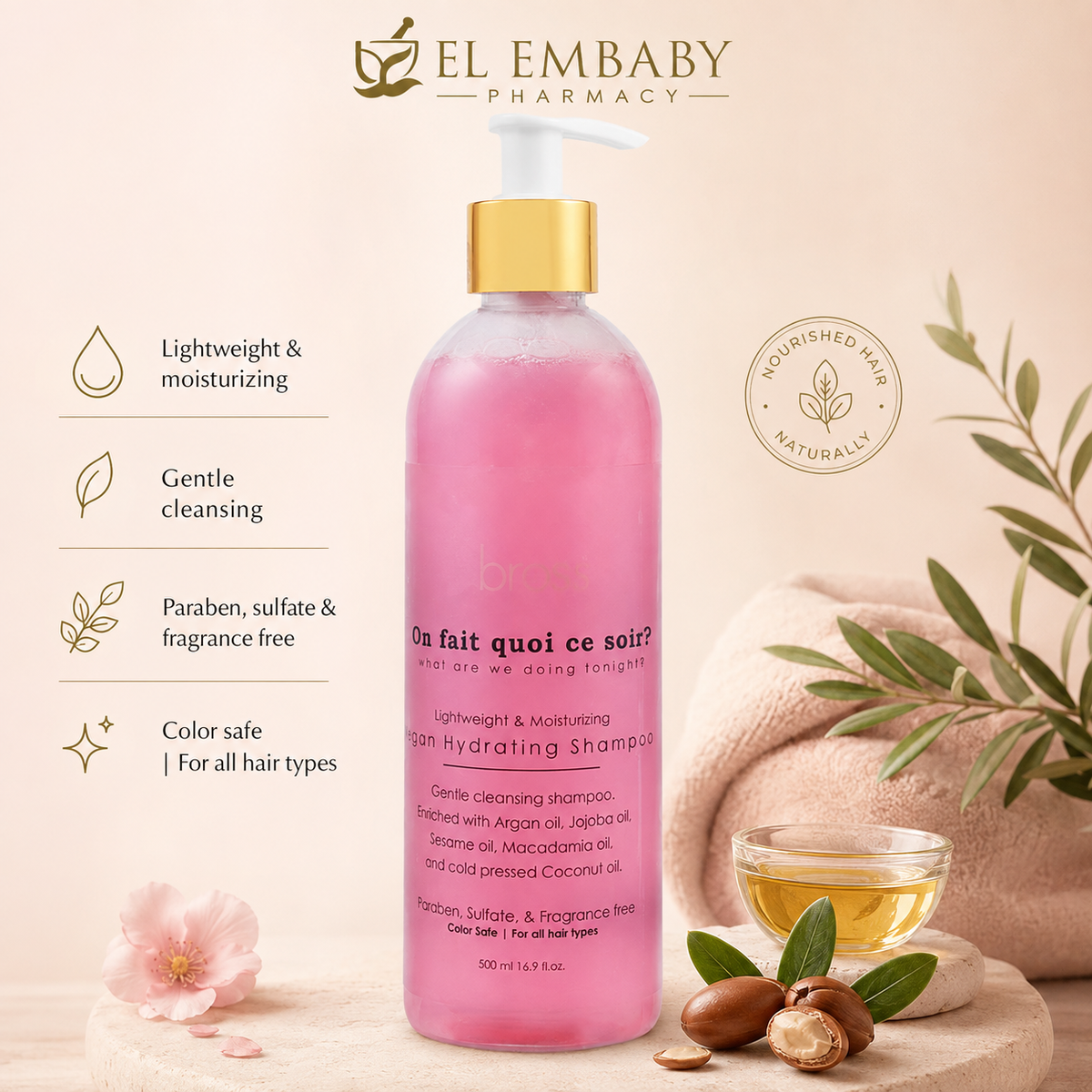 Braes Argan Hydrating Shampoo 500ml - EL EMBABY PHARMACY