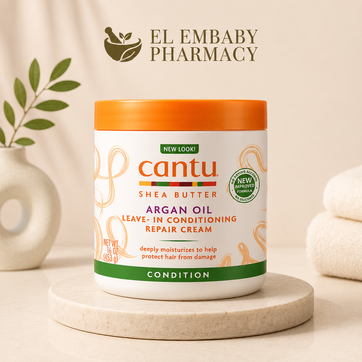 Cantu Shea Butter Argan Oil Leave-In Conditioning Repair Cream 453g - lifestyle view - ELEMBABY Pharmacy
