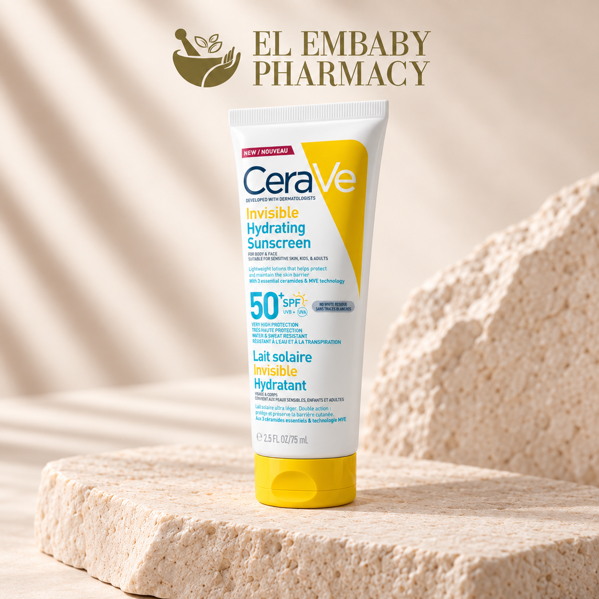 CeraVe Invisible Hydrating Sunscreen SPF 50+ 75ml at EL EMBABY PHARMACY