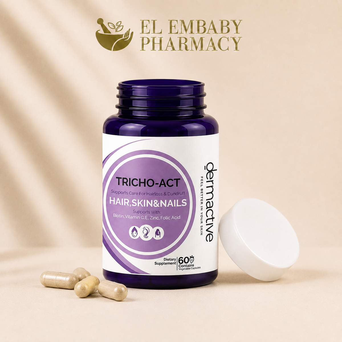 Dermactive Tricho-Act Hair Skin & Nails 60 Capsules detail view
