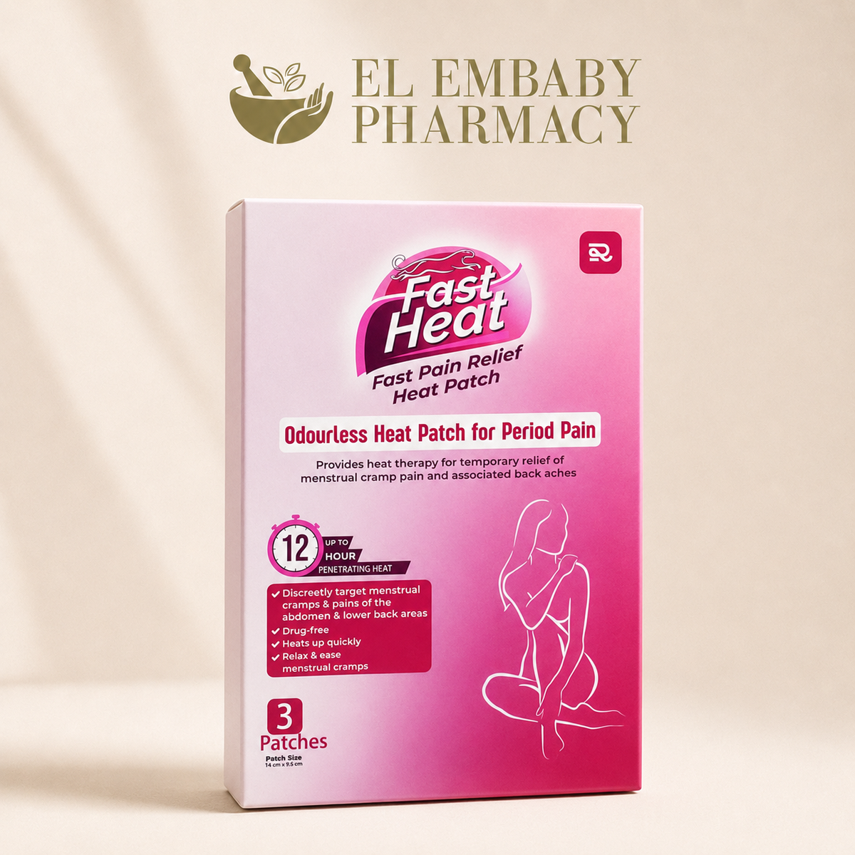 Fast Heat Fast Pain Relief Heat Patch for Period Pain - 3 Patches - EL EMBABY Pharmacy