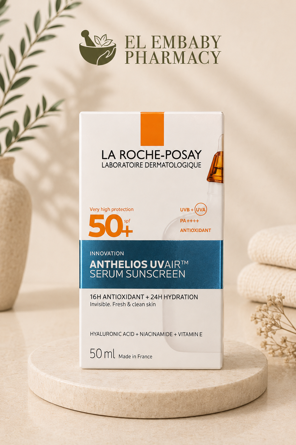 La Roche-Posay Anthelios UVAIR Serum Sunscreen SPF 50+ 50ml - lifestyle view - ELEMBABY Pharmacy