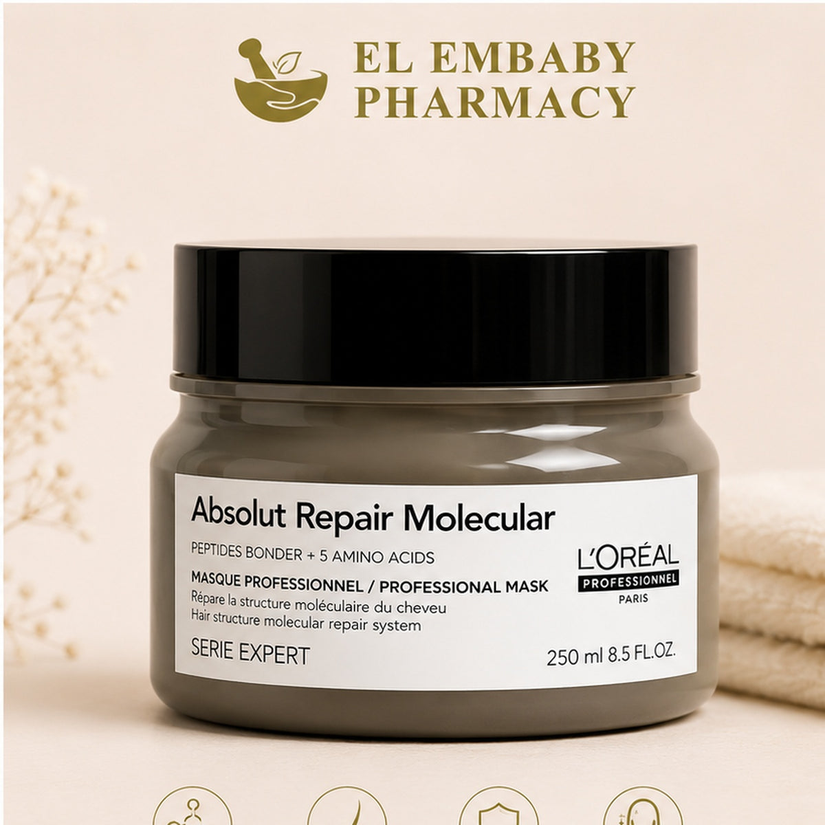 L'Oréal Professionnel Absolut Repair Molecular Professional Mask 250ml - ELEMBABY Pharmacy