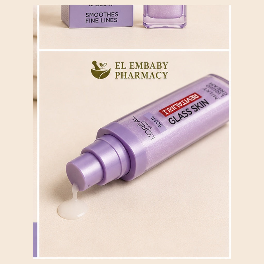 L'Oréal Paris Revitalift Filler Glass Skin Liquid Cream 50ml - pump texture view - ELEMBABY Pharmacy