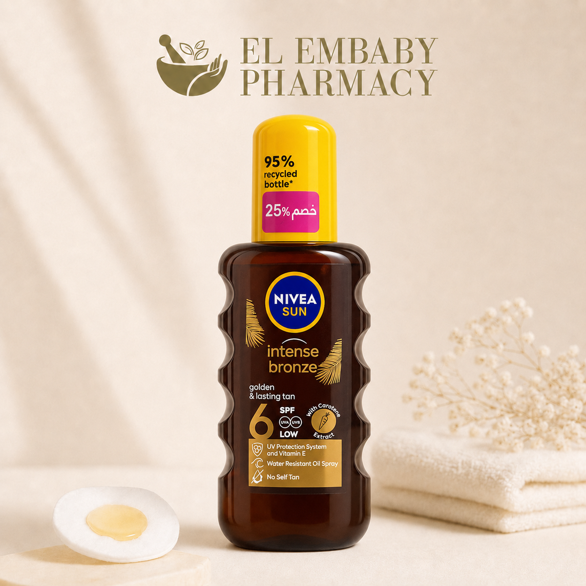 NIVEA SUN Intense Bronze SPF 6 Oil Spray - angle view - ELEMBABY Pharmacy