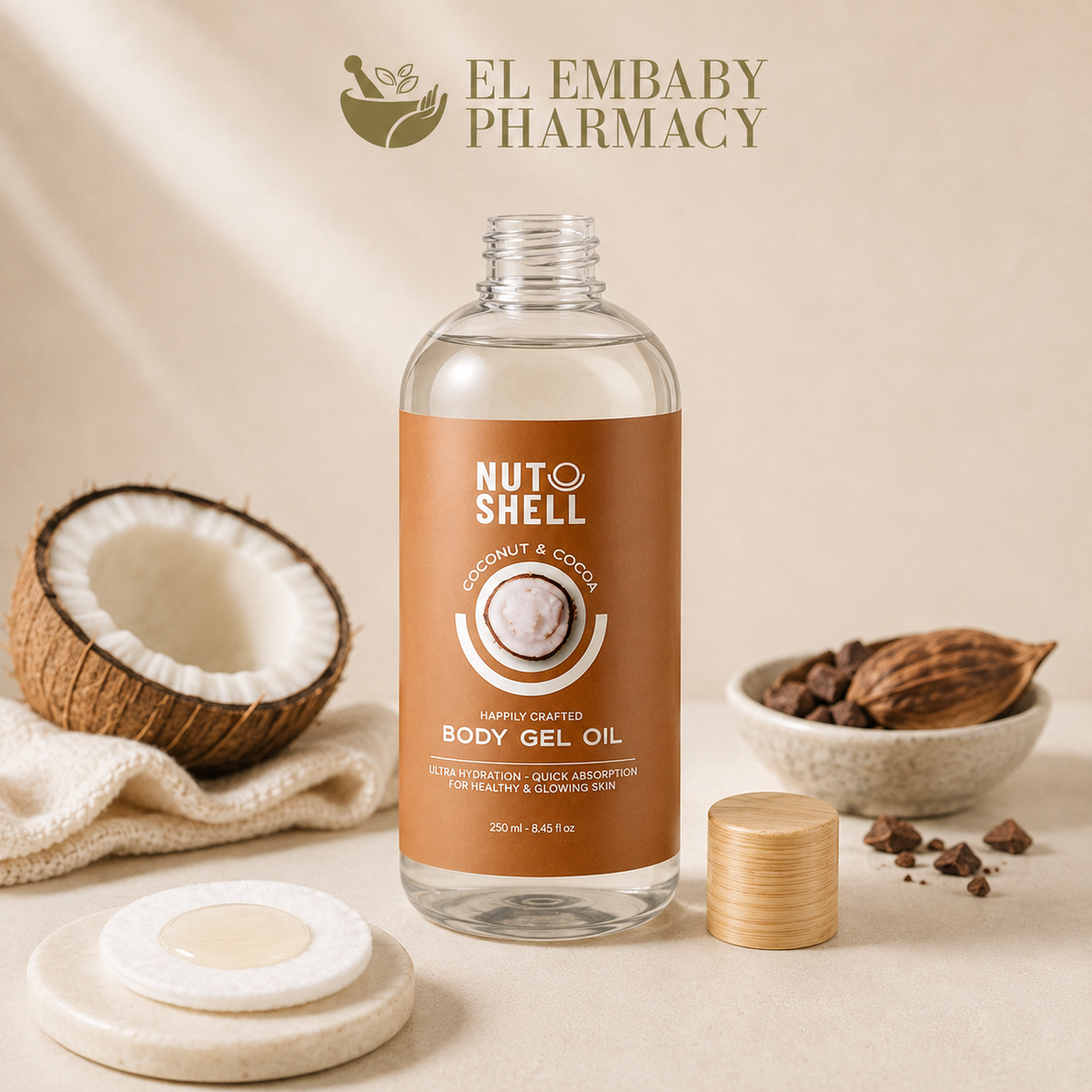 NUT SHELL Coconut & Cocoa Body Gel Oil 250ml - EL EMBABY PHARMACY
