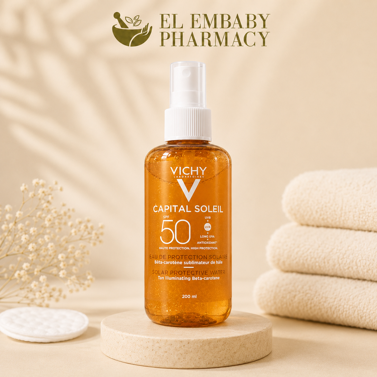 Vichy Capital Soleil Solar Protective Water SPF 50 200ml - ELEMBABY Pharmacy position 3