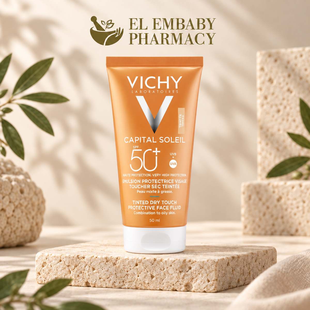 Vichy Capital Soleil Tinted Dry Touch Protective Face Fluid SPF 50+ 50ml at EL EMBABY PHARMACY