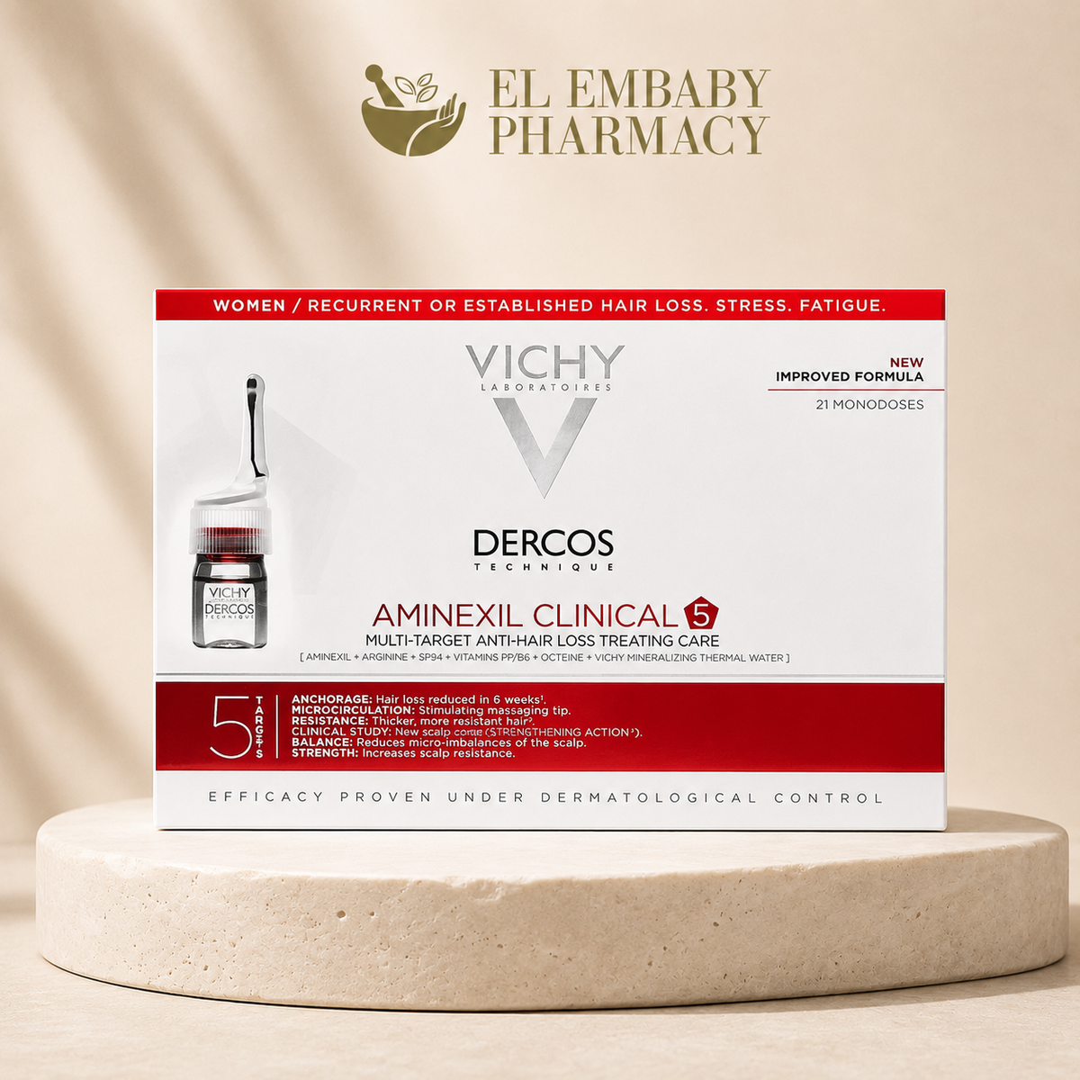 Vichy Dercos Aminexil Clinical 5 Women 21 Monodoses - EL EMBABY Pharmacy