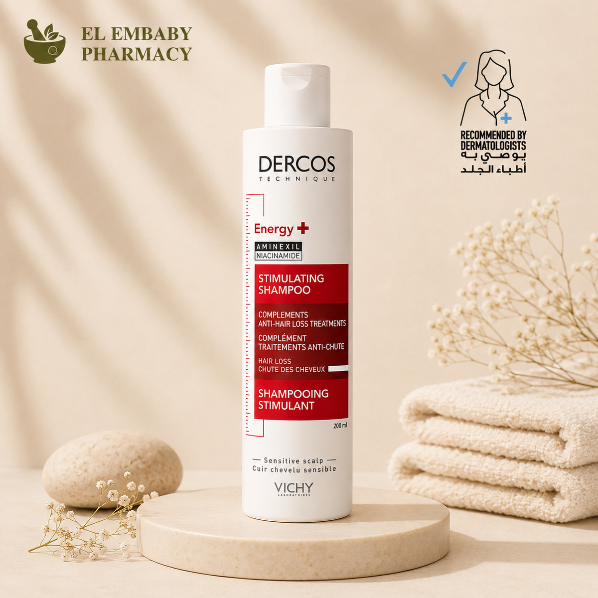 Vichy Dercos Energy+ Stimulating Shampoo 200ml - alternate view - ELEMBABY Pharmacy