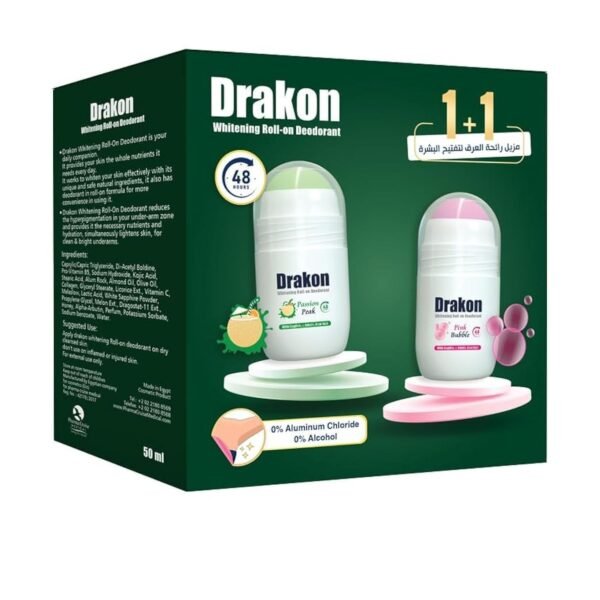 Drakon Whitening Roll-On Deodorant Pink Bubble & Passion Peak (1+1 Free)