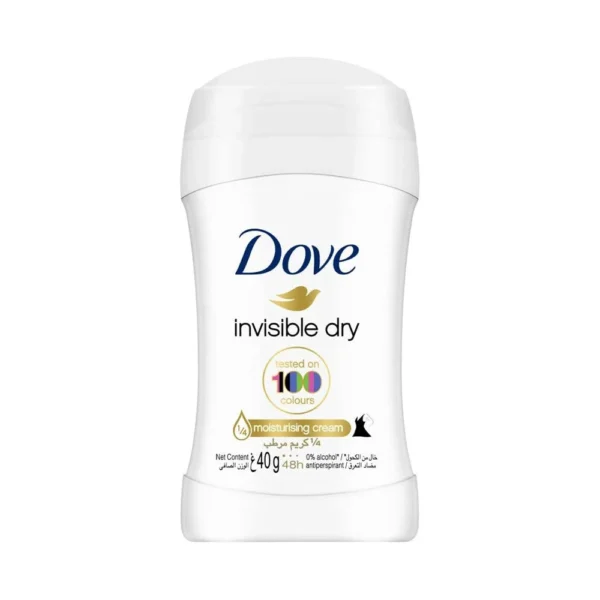 Dove Invisible Dry 48H Antiperspirant Deodorant Stick with Moisturizing Cream for Women - alcohol free 40 ML