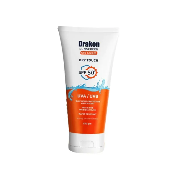Drakon Dry Touch Water-Resistant Non-Greasy Anti-Shine Sunscreen Gel Cream with Antioxidants for Oily & Combination Skin SPF50+ - perfume free