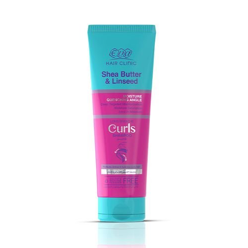 Eva Hair Clinic Curls Shampoo with Shea Butter & Linseed for Defining & Hydrating Curly Hair - sulfate free, silicone free, parabens free