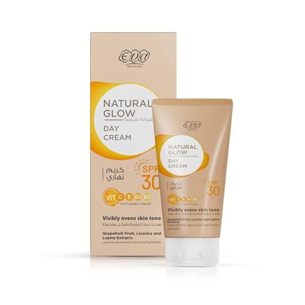 Eva Skin Care Natural Glow Facial Day Cream with Vitamin C, Grapefruit & Licorice Extracts SPF30 50 ML