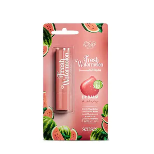 Eva Skin Care Senses Lip Balm Fresh Watermelon Flavor with Shea, Cocoa Butter & Vitamin E for Dry & Cracked Lips SPF15