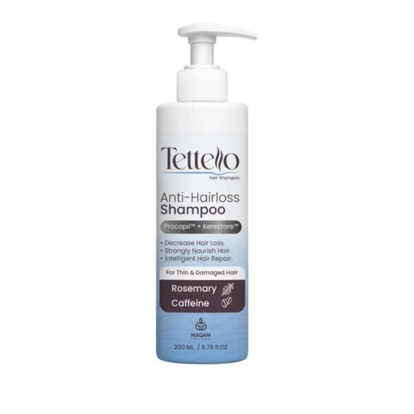 Tettello Anti-Hair Loss Shampoo with Biotin for Weak, Damaged & Dyed Hair - sulfate free, parabens free, silicone free 200 ML