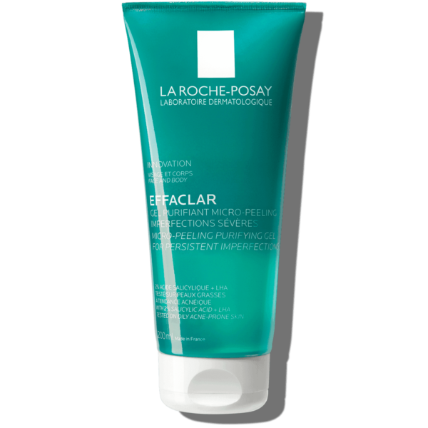 La Roche-Posay Effaclar Micro-Peeling & Purifying Face & Body Gel Cleanser with Salicylic Acid & LHA for Oily & Acne-Prone Skin - alcohol free 200 ML