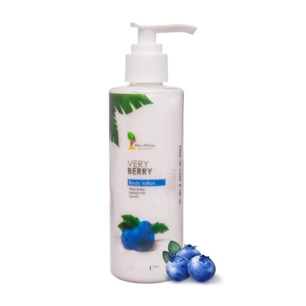 Raw African Non-Greasy Body Lotion Very Berry Scent with Shea Butter, Natural Oils & Lanolin - animal testing free 200 ML