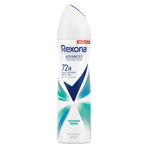 Rexona Advanced Protection 72H Antiperspirant Shower Fresh Deodorant Spray for Women - alcohol free 150 ML