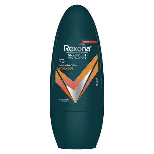 Rexona Advanced Protection 72H Workout Antiperspirant Roll-On Deodorant for Men - alcohol free 50 ML