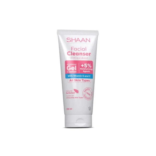 Shaan Moisturizing & Antioxidant Face & Body Gel Cleanser with Vitamin E & C for Sensitive & All Skin Types - soap free, parabens free, fragrance free