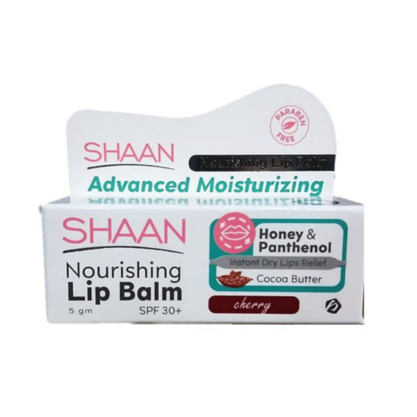 Shaan Moisturizing & Nourishing Lip Balm Cherry Flavor with Cocoa Butter, Honey & Panthenol for Dry, Chapped & Cracked Lips - parabens free 5 GM