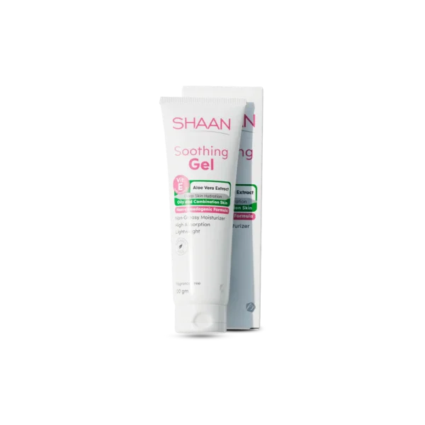 Shaan Non-Greasy Soothing & Moisturizing by Face Gel with Vitamin E & Aloe Vera Extract for Oily, Combination & Acne-Prone Skin - parabens free, fragrance free, non comedogenic 200 GM