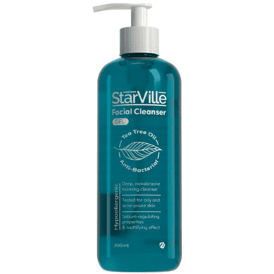 StarVille Hypoallergenic Antibacterial Purifying Facial Cleanser Gel with Tea Tree Oil for Oily & Combined Skin - soap free 400 ML