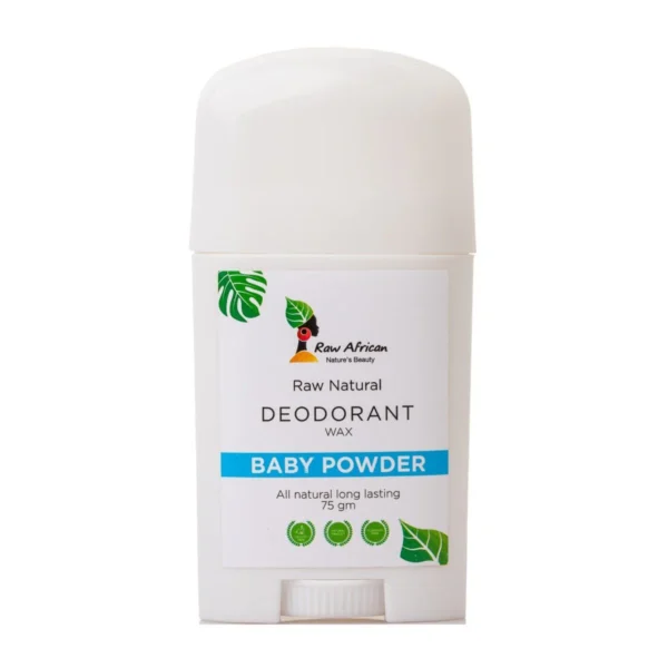 Raw African Wax Deodorant Stick Baby Powder Scent - animal testing free 75 GM